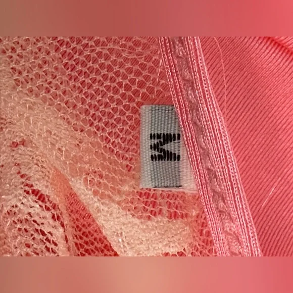 Vintage Sheer Lace Long Sleeve Maxi Dress Flamingo Pink Size Medium Romantic - Picture 7 of 10